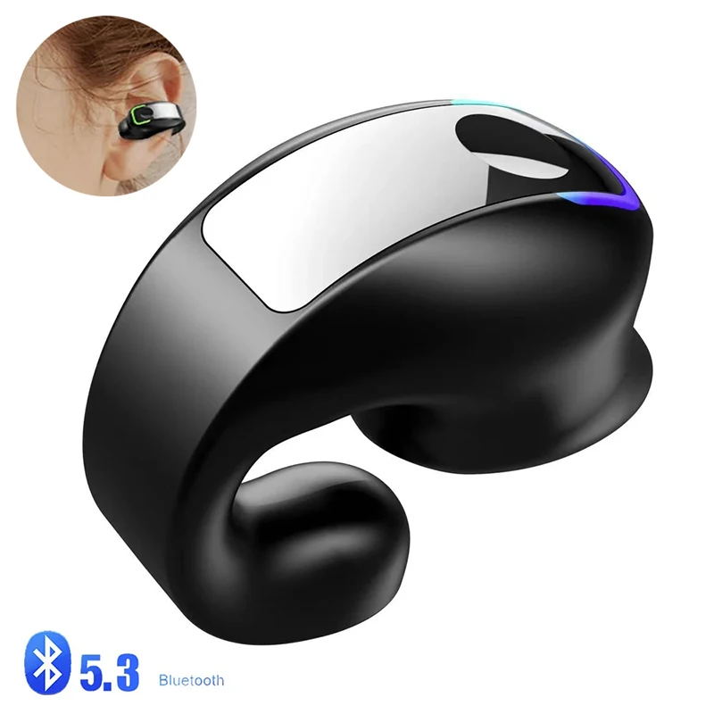 Bone Conduction Earbuds Waterproof Mini Single Ear Clip Earphone Bluetooth-compatible 5.3 Wireless Headphone for Call Smartphone