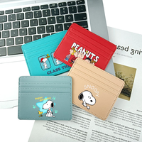 Snoopys PU Coin Purse Boy Girl Cover Case Bag Cartoon Credit Card Holder Passport Kawaii Wallet Kid ID Cards Woman Birthday Gift