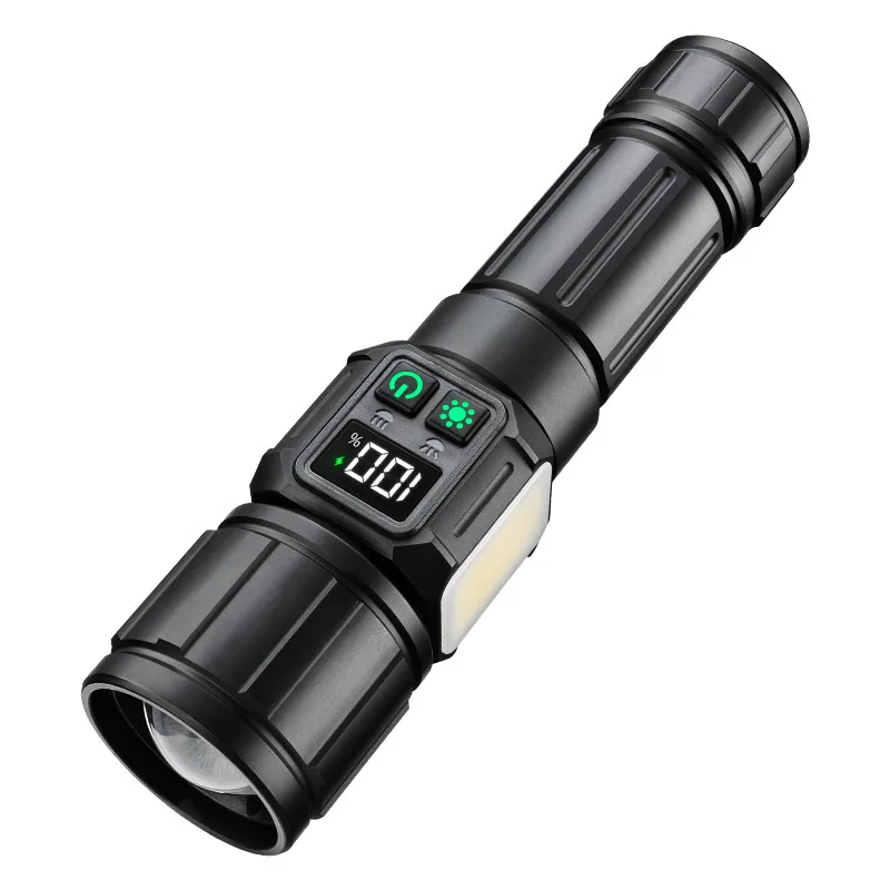 Flashlight white laser strong light Type-C charging screen display strong magnetic COB side light dual switch