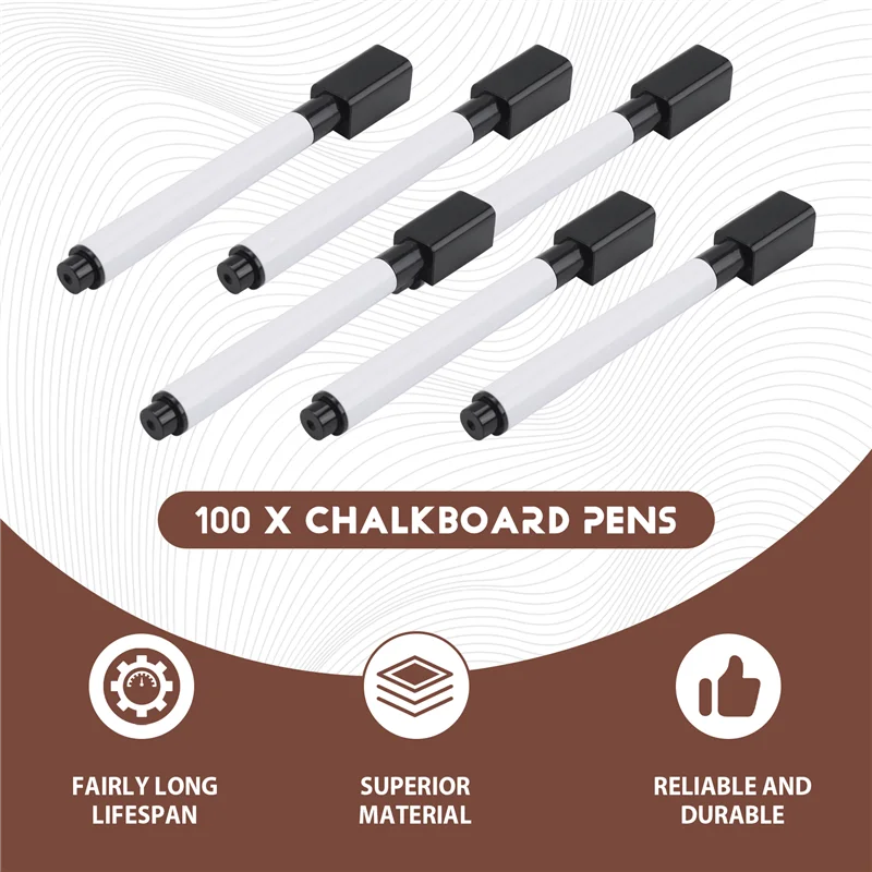 Verbeterde 100 stuks droog uitwisbare markers whiteboard zwarte droog uitwisbare markers met rubberen dop fijne punt droog uitwisbare markers