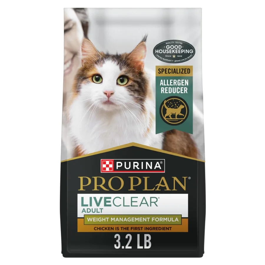 

Корм для кошек LiveClear для контроля веса и снижения аллергенов, формула с курицей и рисом, пакет 3,2 фунта