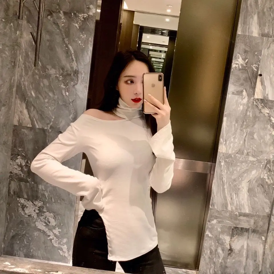 Blouse Women Autumn Winter Sexy Hollow Top Slim Fit Slit Shirts for Women Blusas Ropa De Mujer