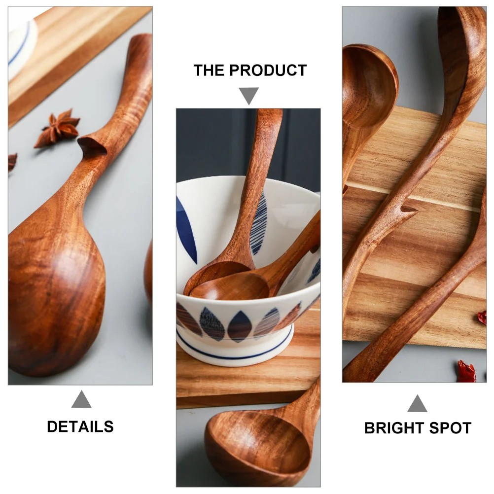 

Long Handle Soup Ladle Wooden Spoon Heat Resistant Unscratch Cast Iron Pots Wall Décor Rustic Country Style Kitchen Accessory