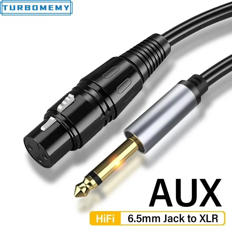 Cable de audio AUX de 6.5mm a XLR, cable de micrófono HiFi de 6.35mm AUX a XLR hembra para altavoz, amplificador, mezclador, cable de audio balanceado