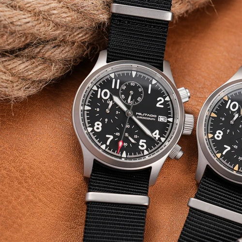 Imagen 2 del producto Militado ML1868KF V2 VK67 reloj cronógrafo de cuarzo caja de acero inoxidable 3 esferas impermeable 100M reloj militar multifunción