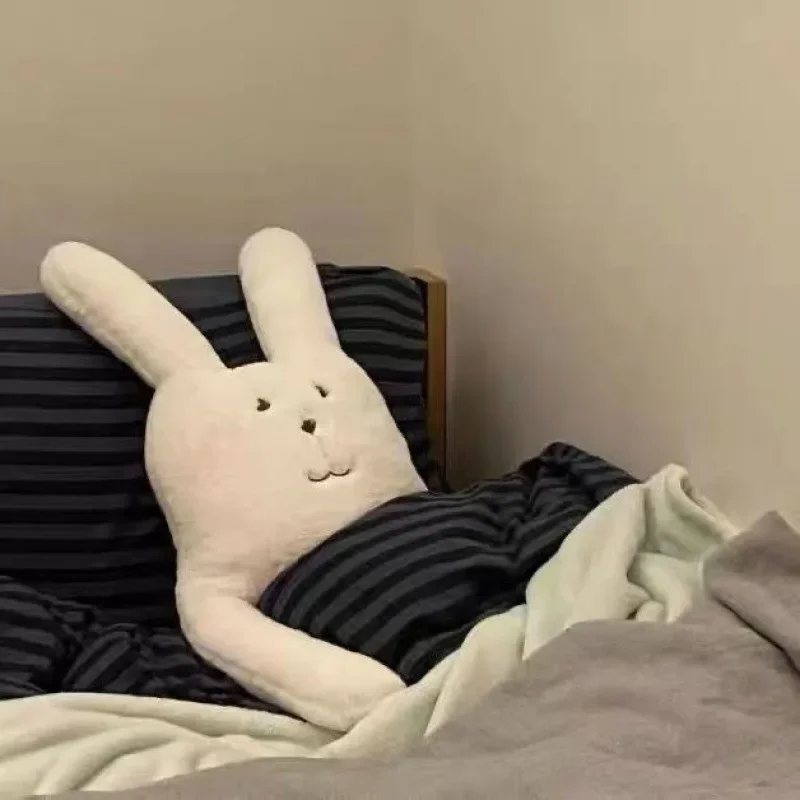 

2024 New Cartoon 80cm Big White Rabbit Sleeps with Pillow Soft Plush Stuffed Doll Bedroom Decoration Birthday Gift for Friends