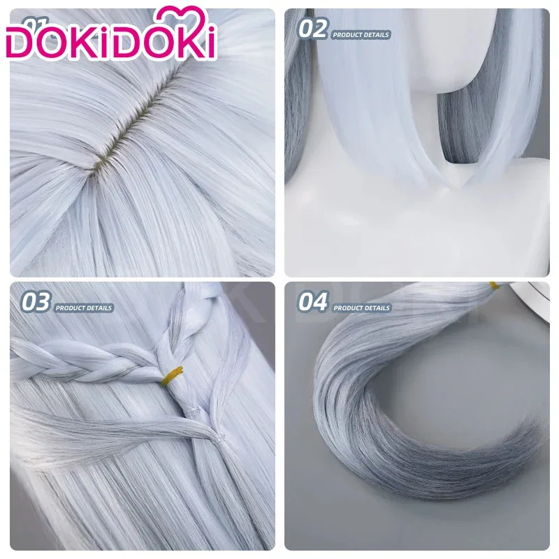 재고 있음 Frostflower Dew Shenhe 가발 게임 코스프레 가발 DokiDoki Shen He Cosplay Rite New Skin 가발 모자