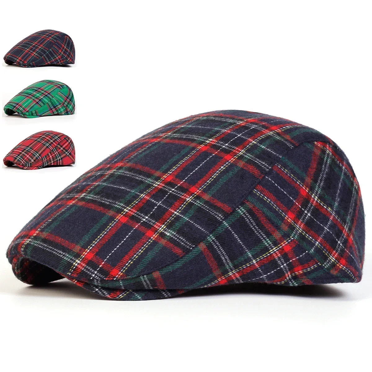 Unisex Retro Grid Newsboy Caps British Painters Hats Spring 