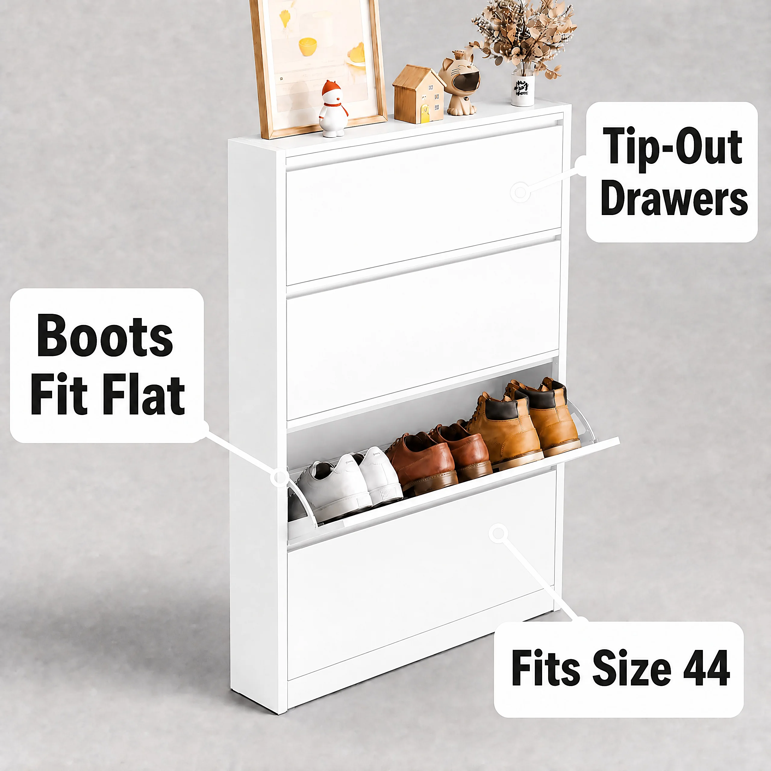 Shoe CabinetUltra Thin Shoe Cabinet 10cm Deep Steel Tip Out Shoe Rack Narrow Shoes Organizer 3 Tier For Entryway Hallway Boot St