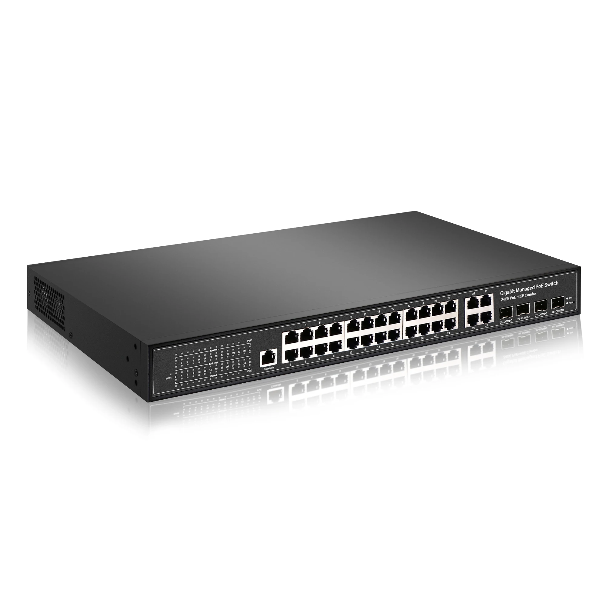 2026 Gigabit PoE+ Network Switch Layer 2 Managed Ethernet Switch 24 Port*10/100/1000Mbps Poe Switch with 4G RJ45 & 4G SFP Uplin