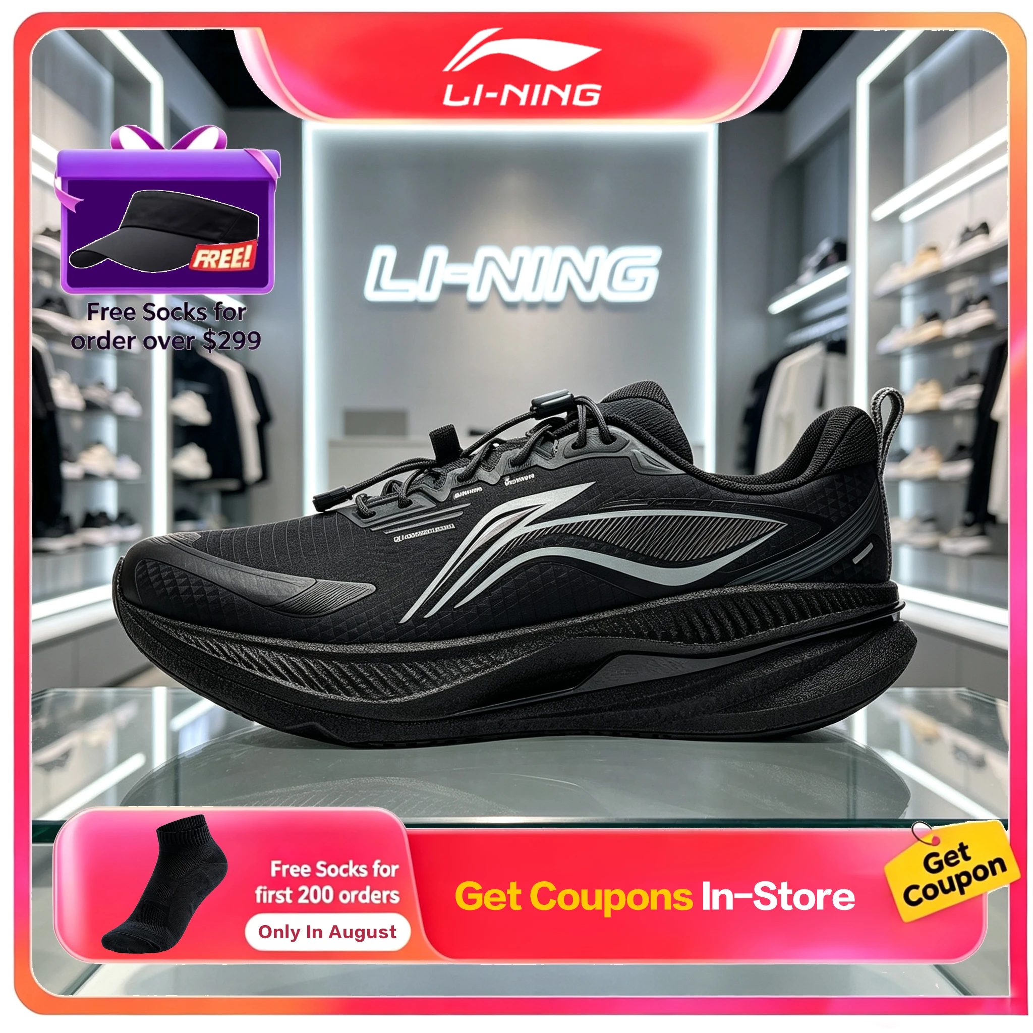 Li Ning Wushi 6 Protection Version Men Autumn Running Shoes New Lightweight Water Repellent Cushion Anti‑slip Sneakers