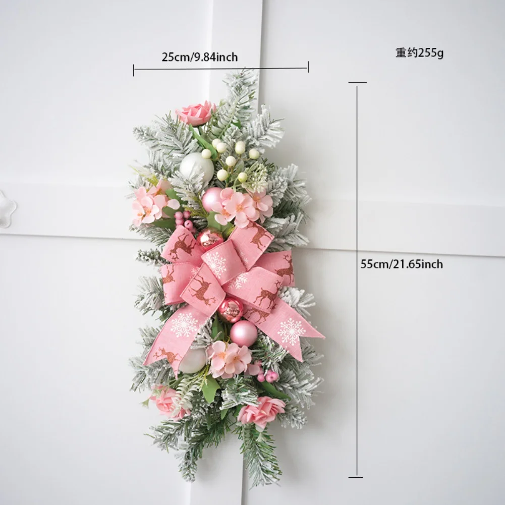 

Artificial Christmas Wreath 21 65 by 9 84 inches with Pink Leaf Design for Home Decorations and Festive Celebrations
