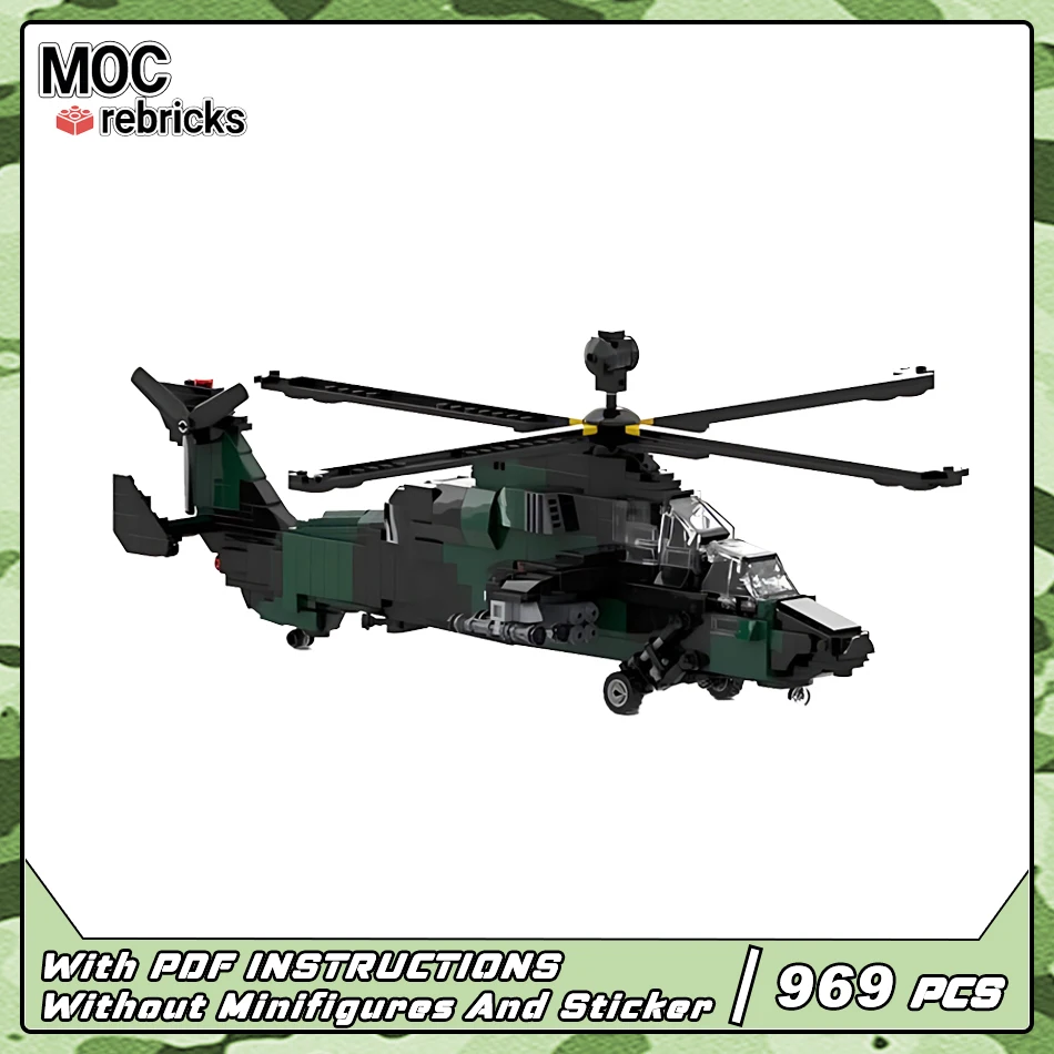 

MOC военная серия Euro Tiger EC665 противотанковый самолет строительные блоки кирпичная сборка боевой самолет модель игрушечный набор головоломка подарок