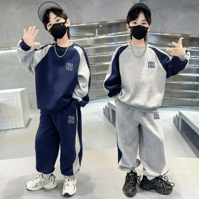 

Spring Autumn Teenager Boys Clothes Suits Children Pullover Sweatshirt + Pants 2Pcs Outfits Kids Tracksuit 6 8 10 12 14 Years