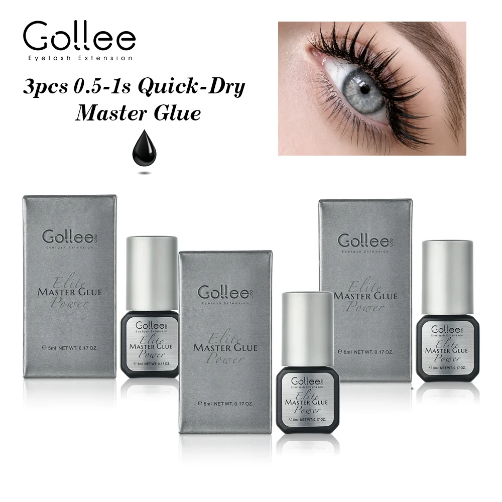 gollee-3pcs-05-1s-dry-lash-adhesive-5ml-master-glue-eyelashes-extensions-lasting-6-8-weeks-strong-waterproof-professional-tools