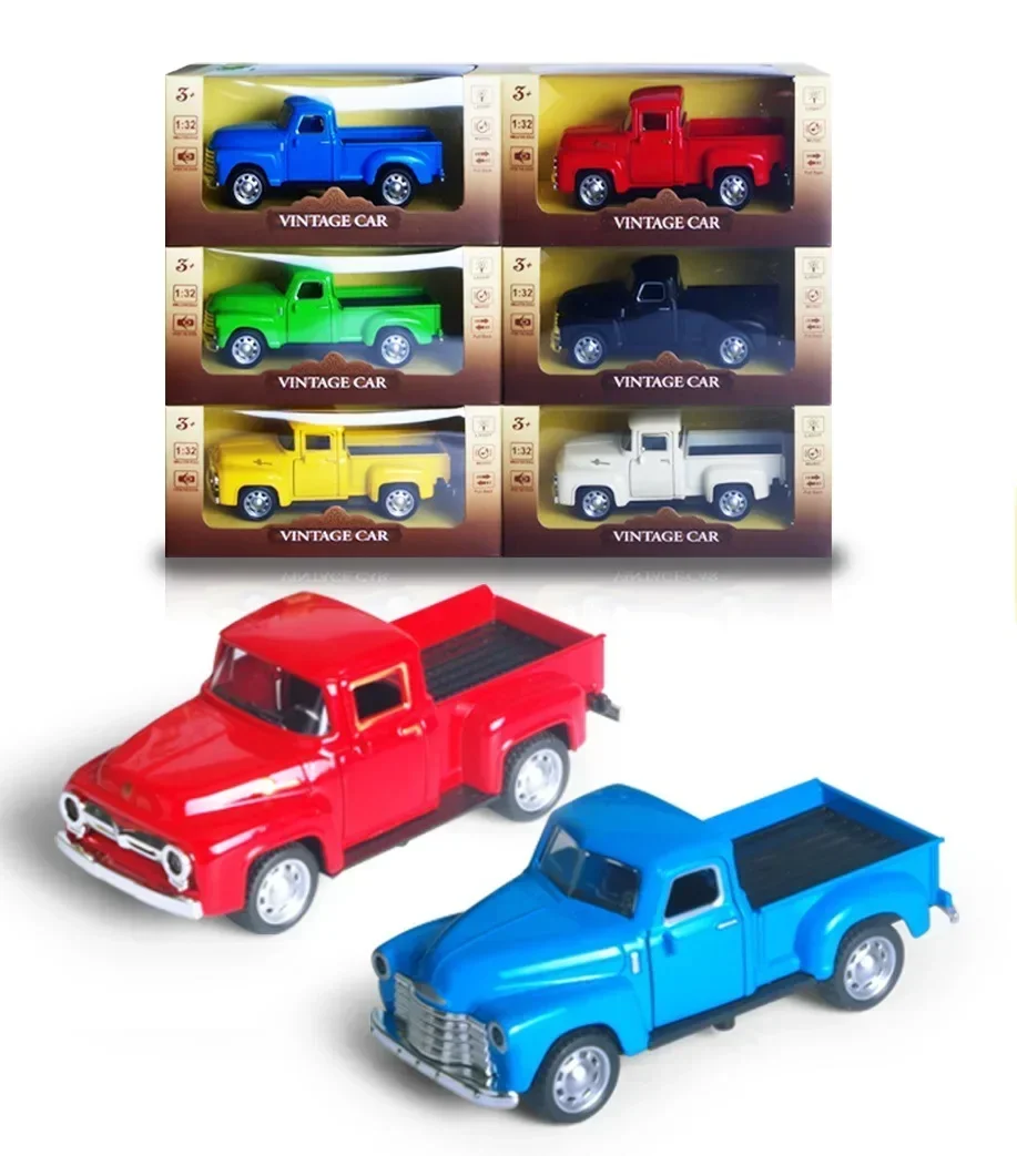 New Vintage Car Red Truck Toy Vintage Car Alloy Pickup Truck Children\'s Toy Christmas Birthday Gift