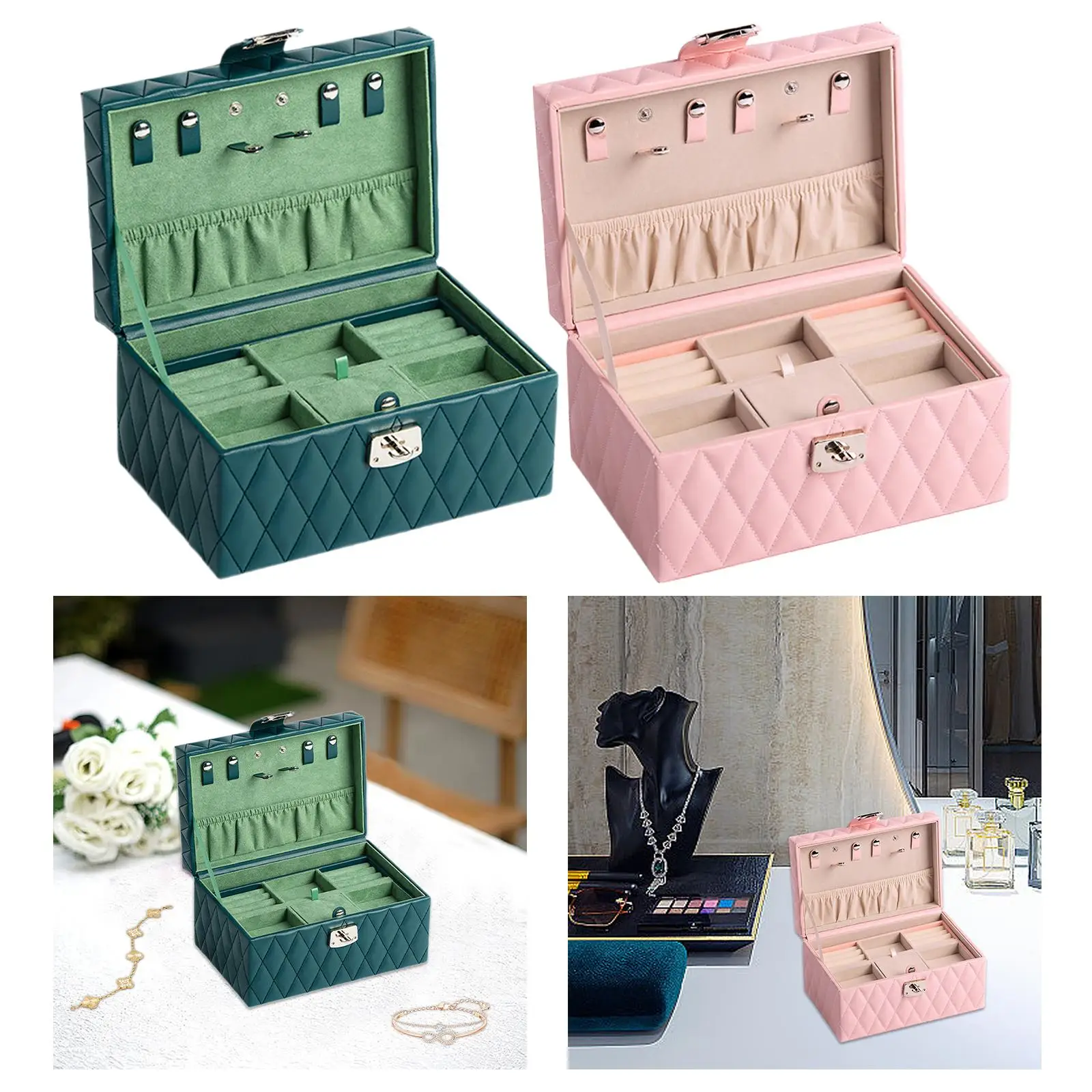 Jewelry Storage Case Earrings Box Portable Creative PU Leather Jewelry Organiser for Apartment Bathroom Dresser Desktop Pendants