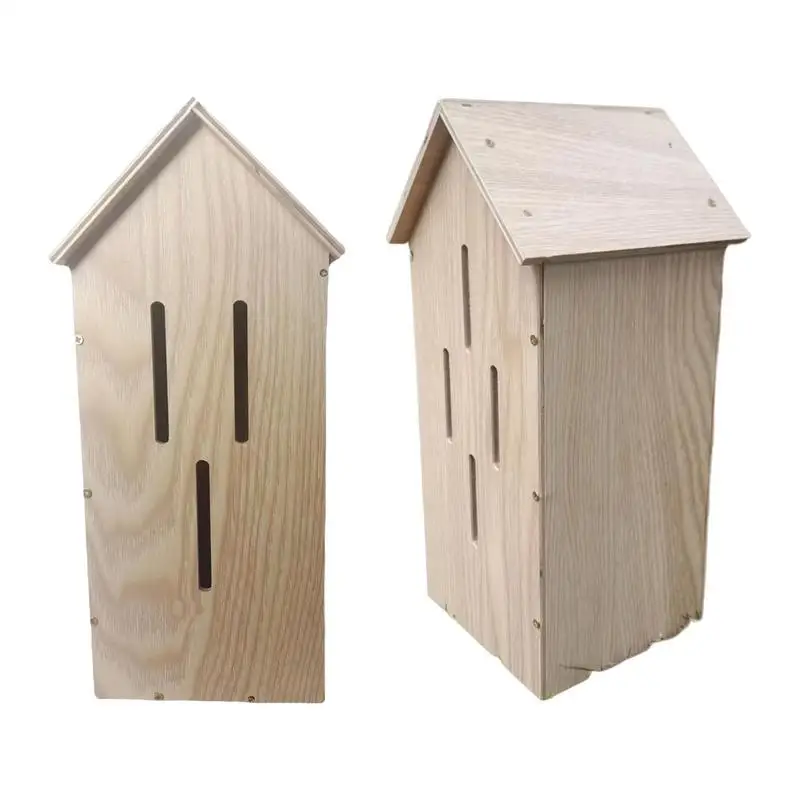 Wooden Bee House Wood Bee Room Hotel Shelter Nests Box Insect House Shelter For Garden Tool Decoration Beekeeping Equipment