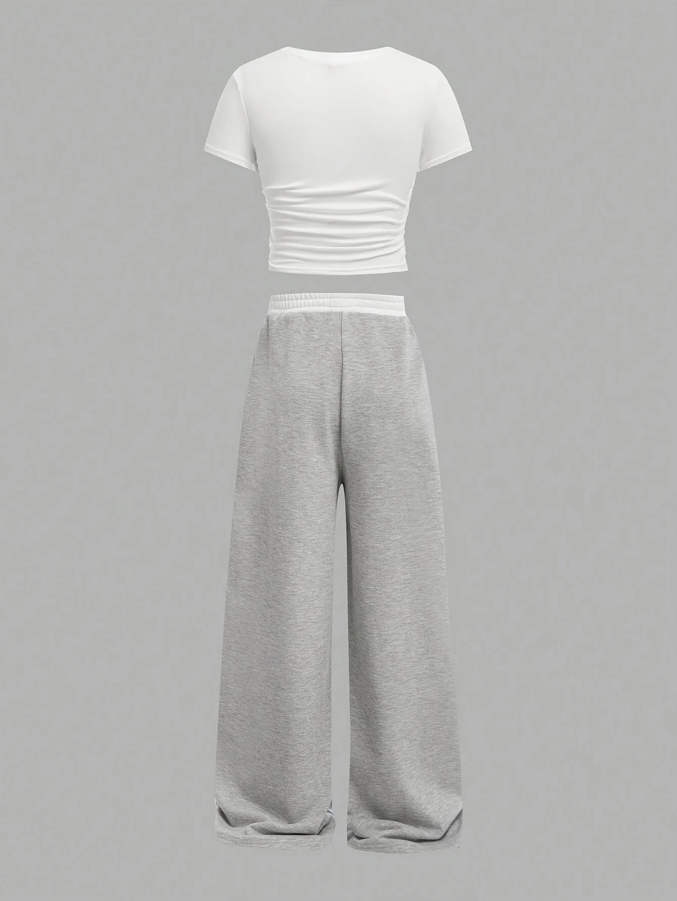 Sommer- und Herbst-Freizeitoutfit für Mädchen: Weißes Kurzarm-T-Shirt + Weite Lange Hose, Zweiteiliges Set mit Sternenmuster, Kontrastfarbenem Bund, Modisch und Vielseitig, Geeignet für Kinder über 3 Jahre. – Detail 2