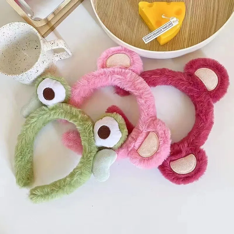 1pc Kawaii Cartoon Testa soffice Morbida trama di peluche Y2k Cura perfetta della pelle Fascia per capelli Regular Casual Styling quotidiano Carino gioco di ruolo
