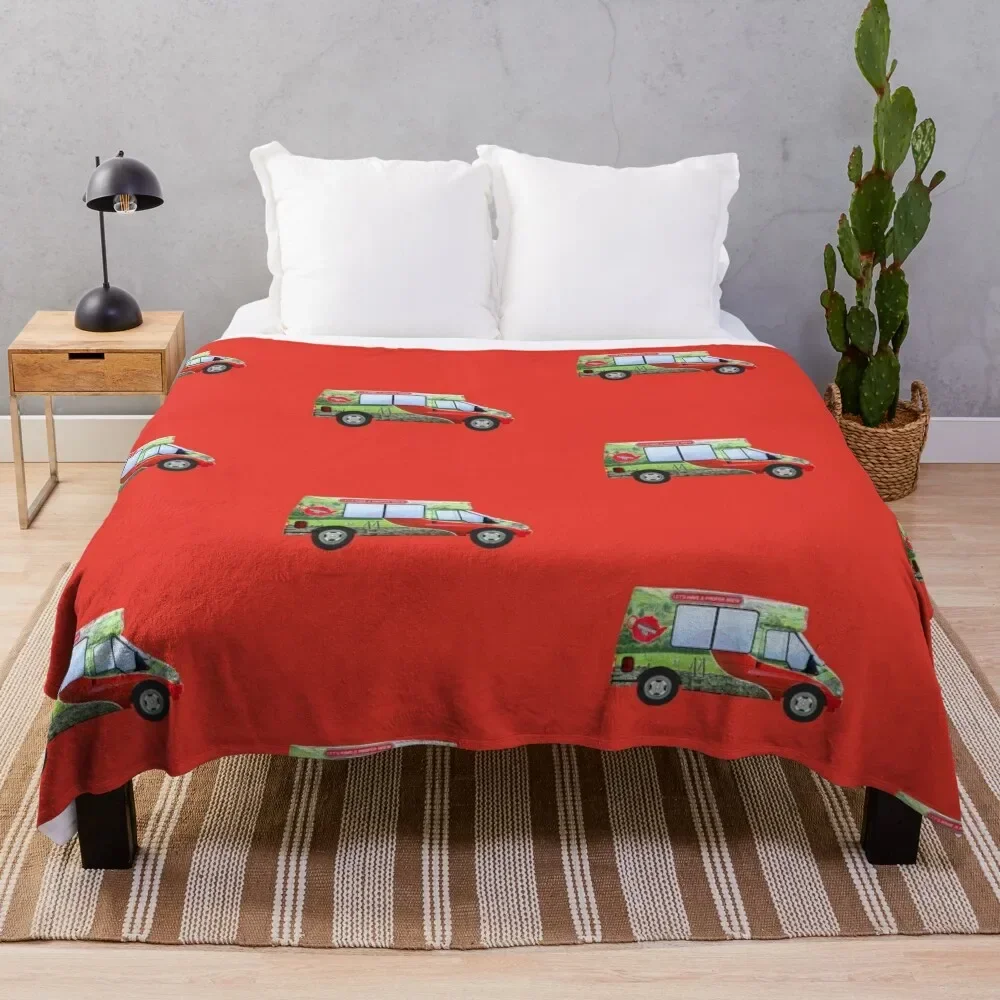 Yorkshire Tea Van Red Throw Blanket Sofas Vintage Blankets