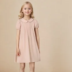 Female Child Clothes Girls Dresses Children's Summer Short Sleeve Dress School Sundress  Children's Pink Skirt Thin for Women