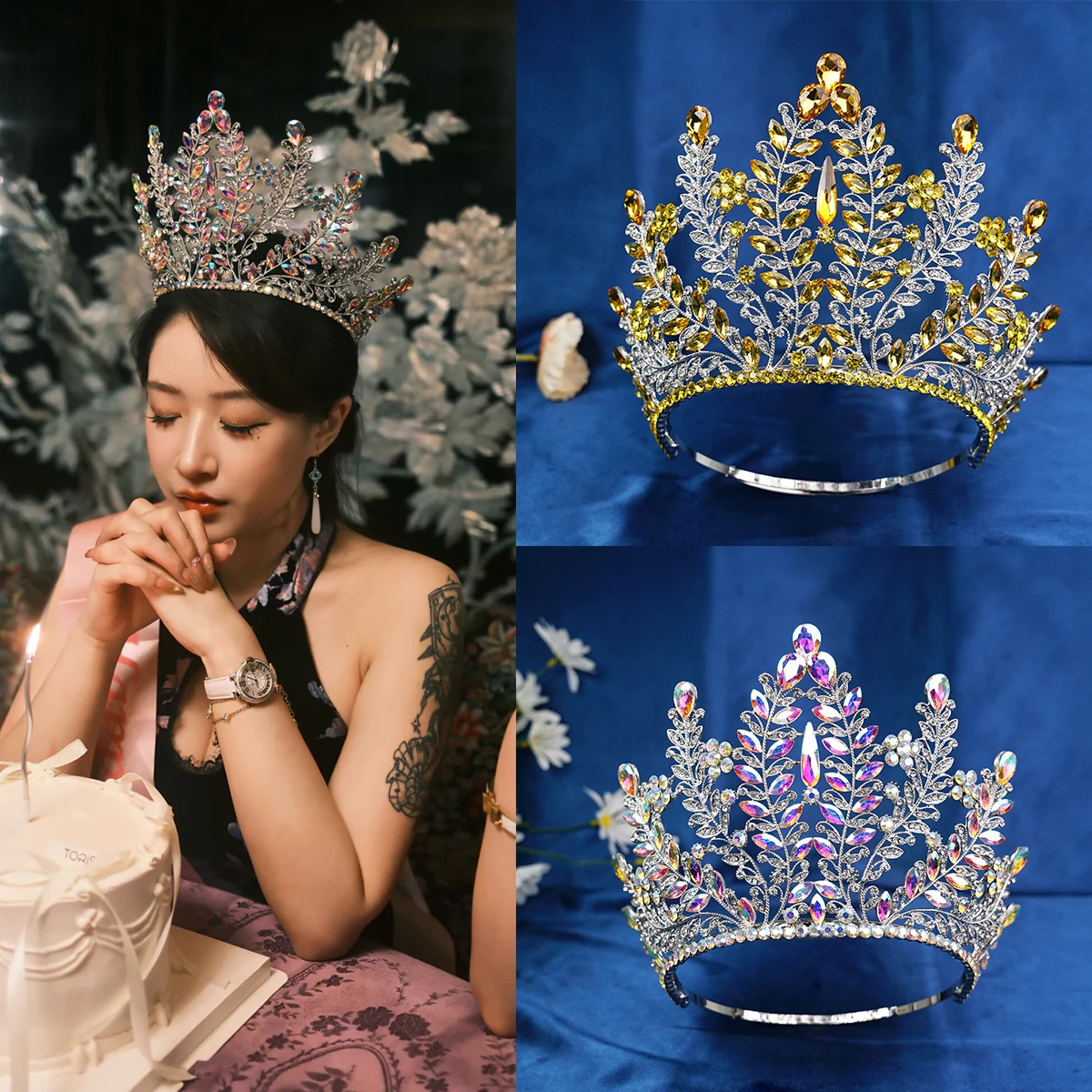 World Miss World Crystal Beauty Pageant Crown Grand Crown Complete Ring Grand and Luxurious Award Annual Meeting Hairband