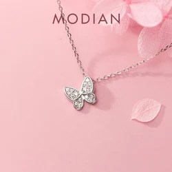 Modian 2025 New 925 Sterling Silver Sparkling Zircon Dancing Butterfly Tiny Mini Pendant for Women Fine Jewelry Birthday Gift
