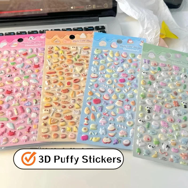 

ins Puffy Cartoon Cute Korean-Japanese Style 3D Decorative Diverse and Fun Stickers, Waterproof, Suitable for Journal DIY