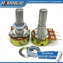 10pcs WH148 20mm 3pin Potentiometer B1K B2K B5K B10K B20K B50K B100K B250K B1M 1K 2K 5K 10K 20K 50K 100K 250K 500K 1M hjxrhgal