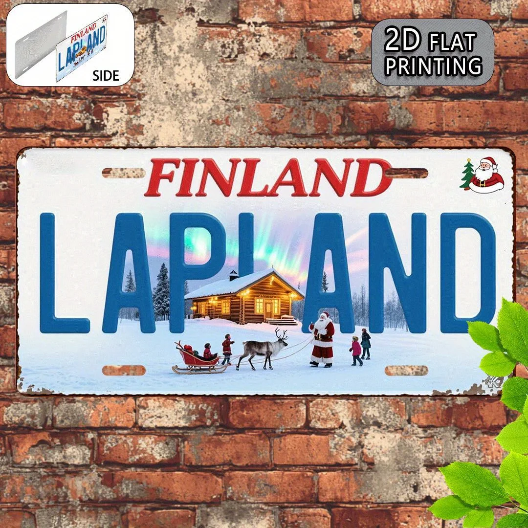 Tin Sign - Finland Lapland Christmas Vintage Durable Metal Plaque Wall Decor, Home Office Bar Man Cave Wall Art