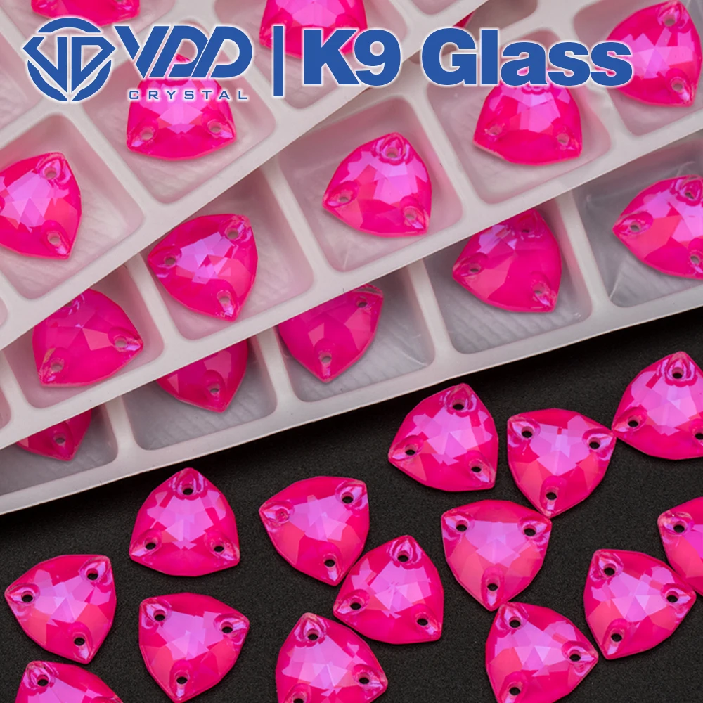 VDD Top Quality AAAAA K9 Neon Rose Glass Sew On Rhinestones Sewing Clear Crystal Flatback Stones For Clothes Garment Decorations