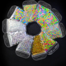 10g/bag Holographic Star Nail Glitter Luminous Fluorescence Pentagram Moon Circle Nail Sequins Powder Glow in the Dark Flakes