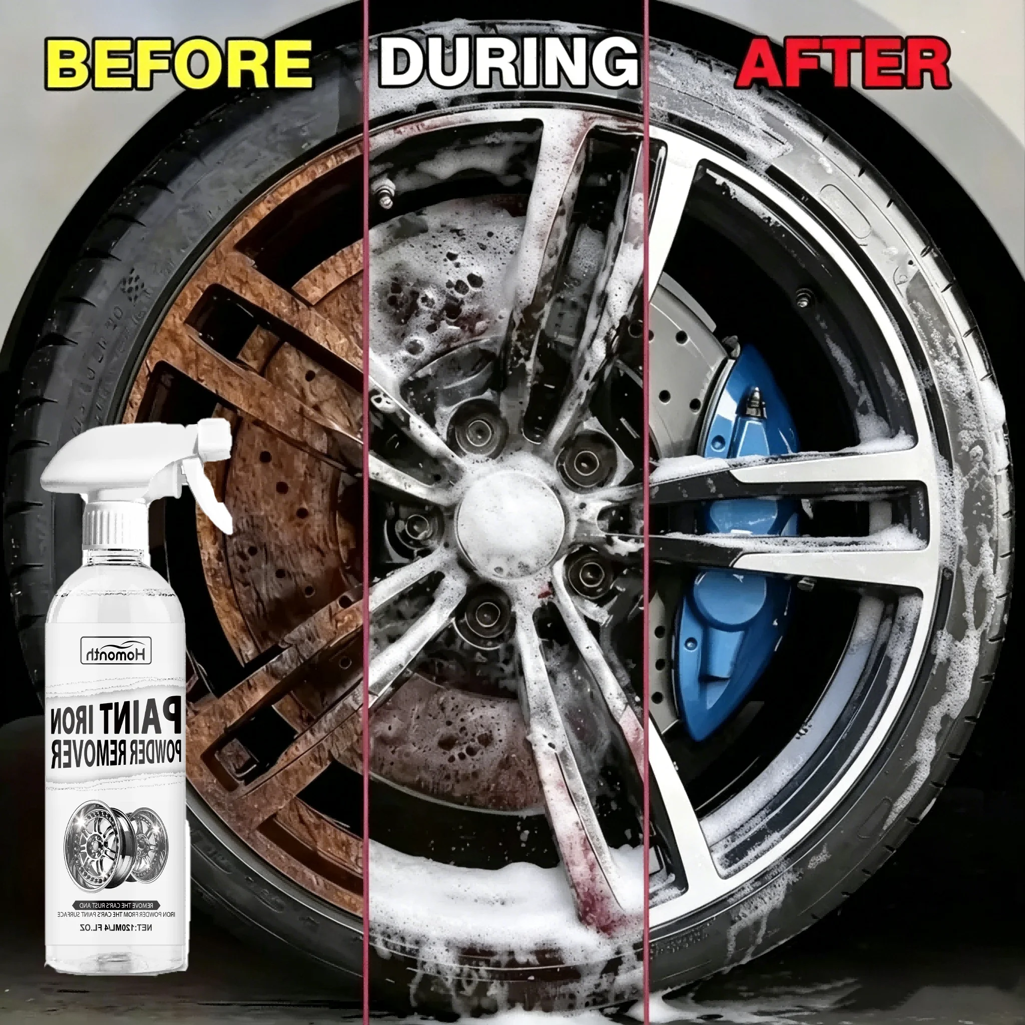 Quick-Acting Car Rust Remover Spray - Care for Auto Exhaust Pipes & Wheel Hubs, Metal Iron Powder Cleaner