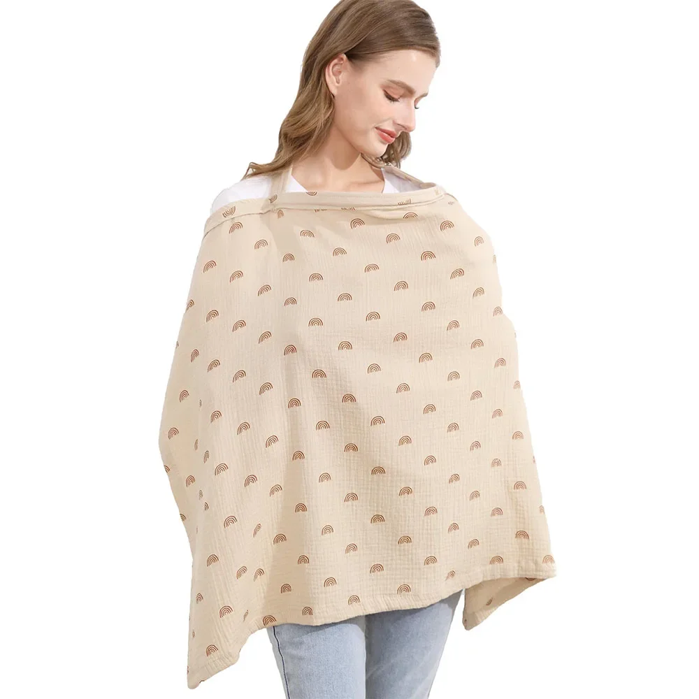 غطاء رضاعة من الموسلين للأمهات المرضعات مع طوق صلب، 100% قطن، غطاء للرضاعة الطبيعية خفيف الوزن وجيد التهوية