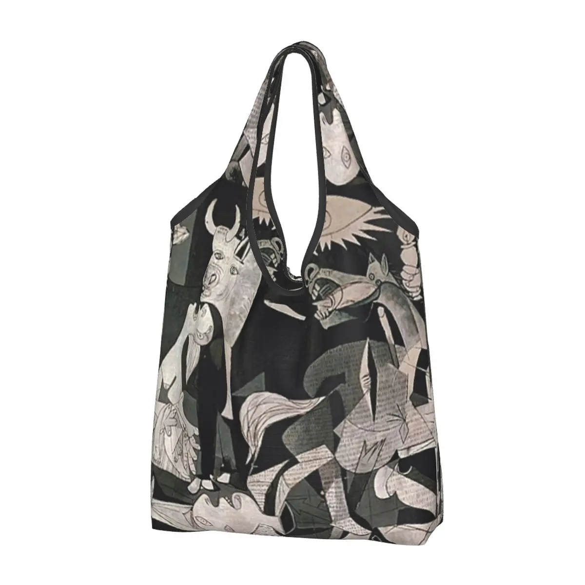 Funny Spain Pablo Picasso Guernica Shopping Tote Bag Portable Groceries Shopper Shoulder Bag