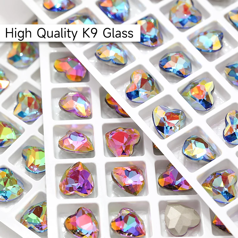 

Wholesale Heart Rhinestone 80/45Pcs Nail Accessories Glitter Crystals Nail Gems 8/10MM Plated Strass Fancy Heart Stone In Bulk