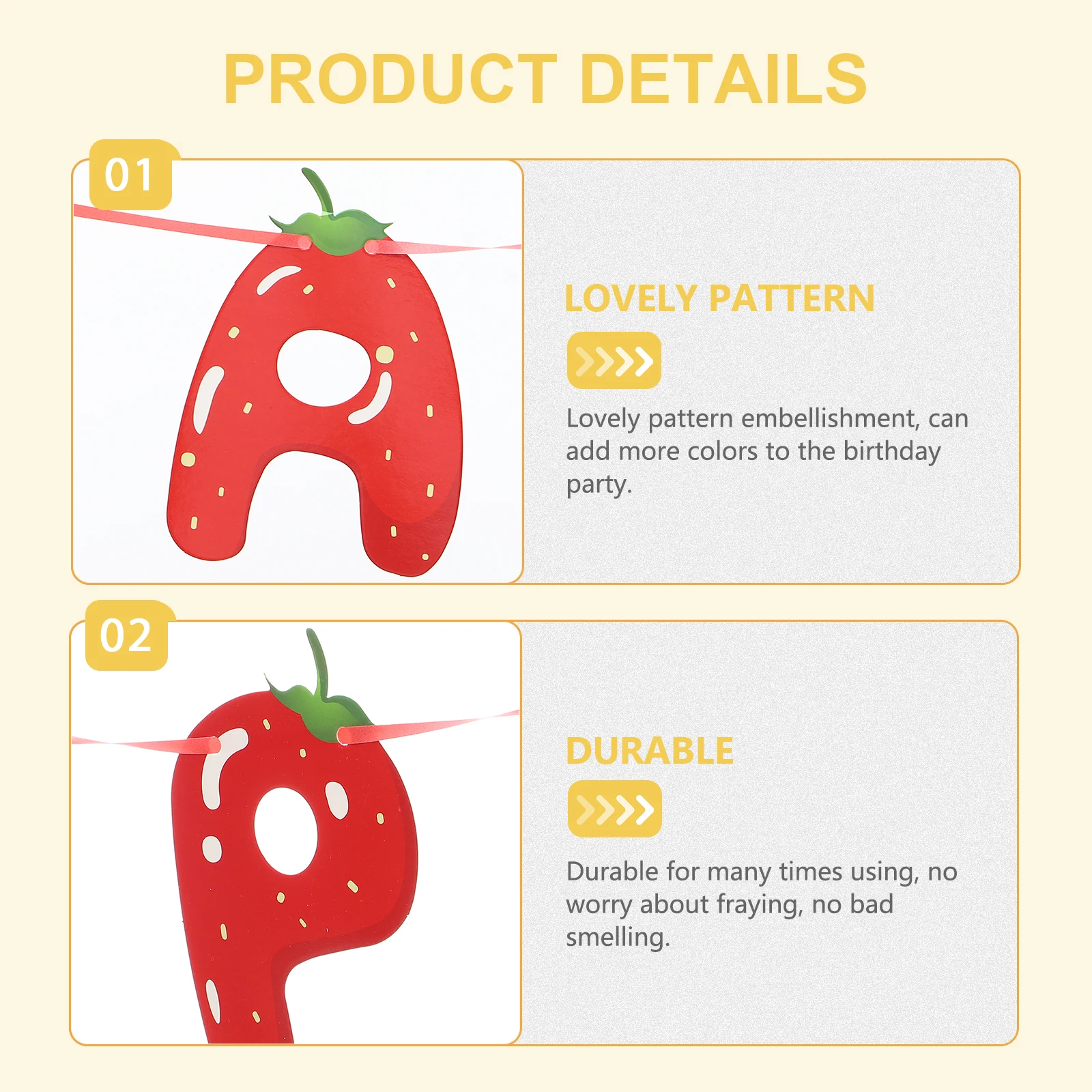 

Fruit Theme Strawberry Birthday Decorations Lovely Pattern Embellished Durable Party Banners Excellent Experience Supplies