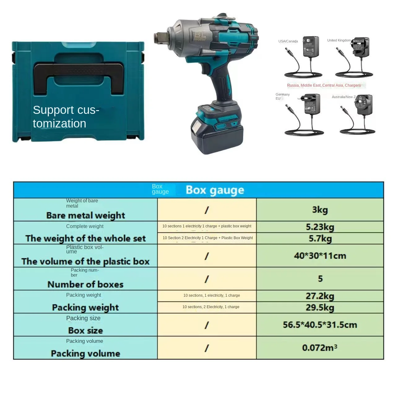 مفتاح ربط كهربائي كبير بتأثير عزم دوران 2000NM أدوات كهربائية للتجارة الخارجية مع بطارية 20 فولت ومحرك بدون فرش