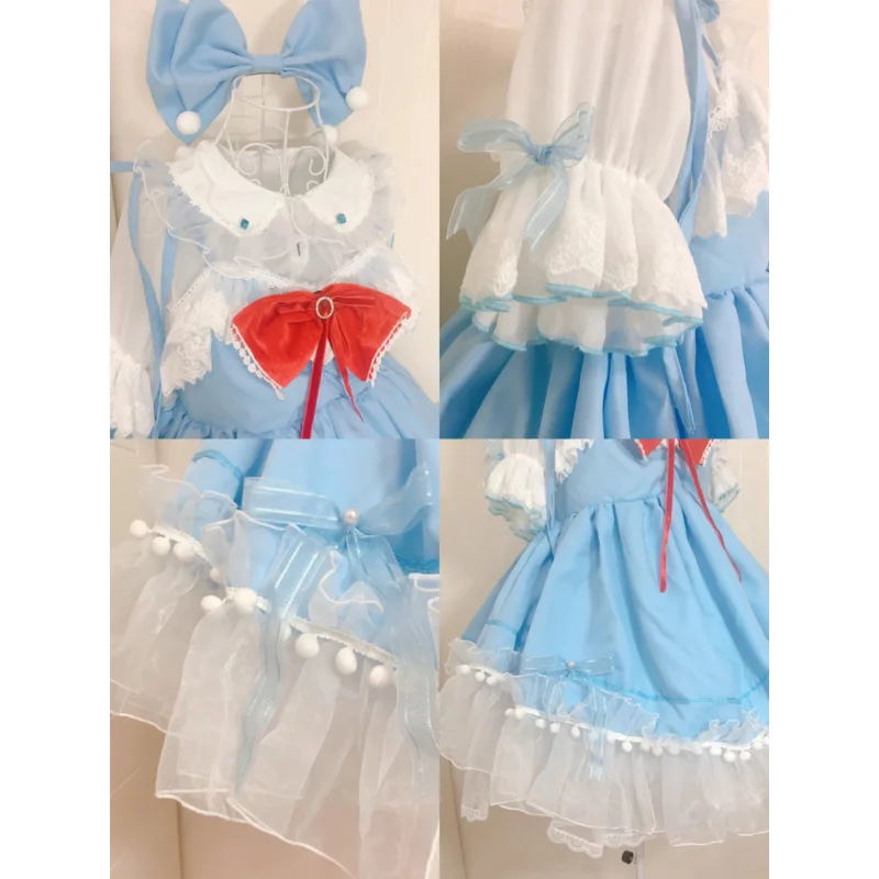 Game Touhou Project Cirno Cosplay Costume Cute Blue Uniform Dress Activity Party Role Play Clothing Custom Make RZ5653