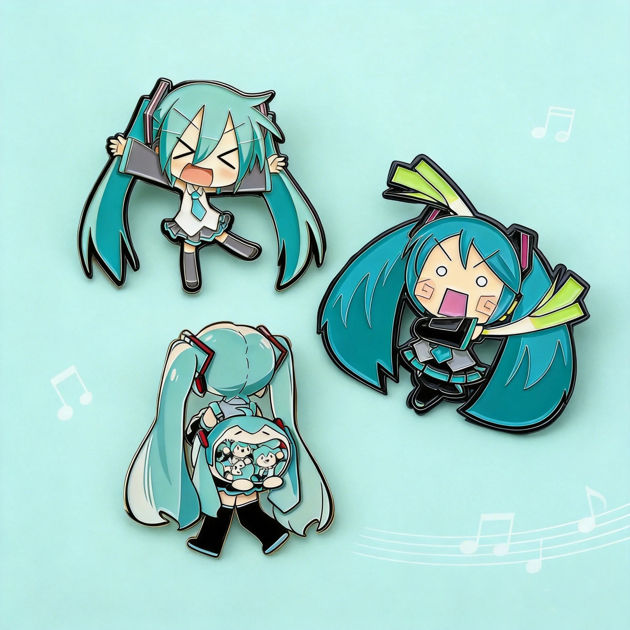 Round and rolling Miku! Double ponytail ball shaped super cute Q-version enamel pin