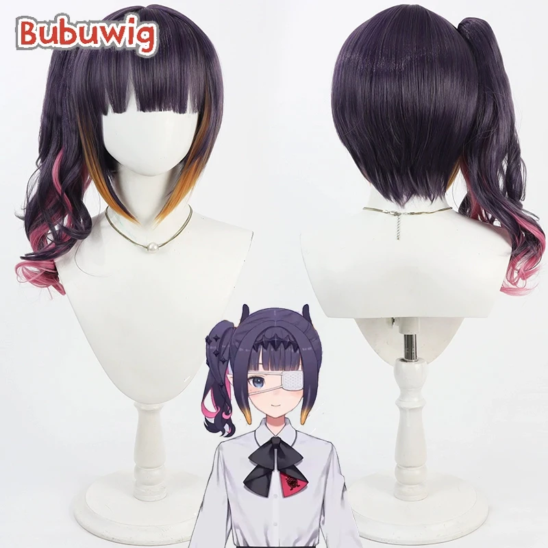 

Bubuwig Synthetic Hair Ninomae Ina'nis Cosplay Wigs Virtual YouTuber 42cm Long Wavy Purple Mixed Ponytail Wig Heat Resistant