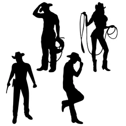 16pcs Cowboy Silhouettes Cowboy Cutouts Western Theme Party Decorations Photo Booth for Wild West Theme Birthday Baby Shower