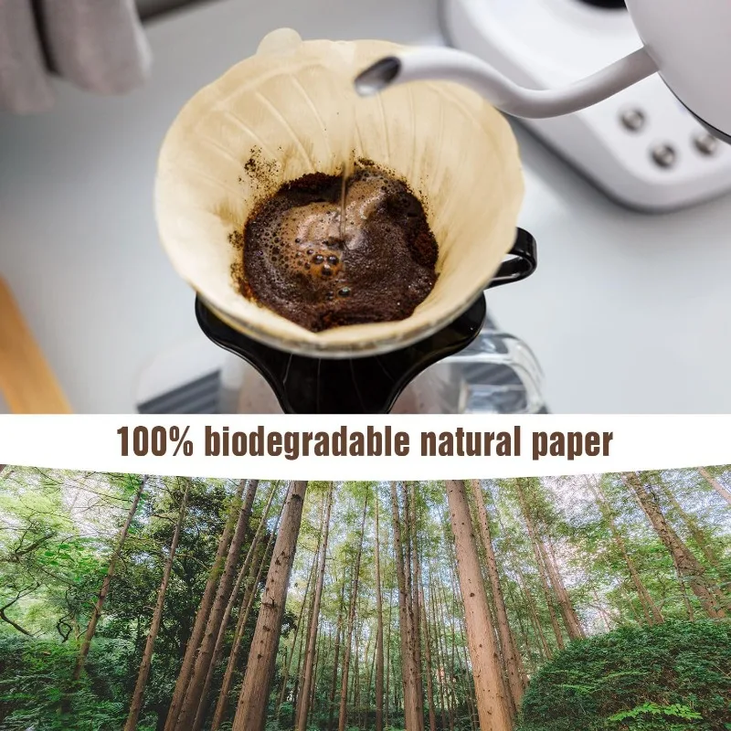Coffee Filters,100/200 Count 1-4 Cups Unbleached Natural Brown Disposable Coffee Filter Paper Pour Over Coffee Maker