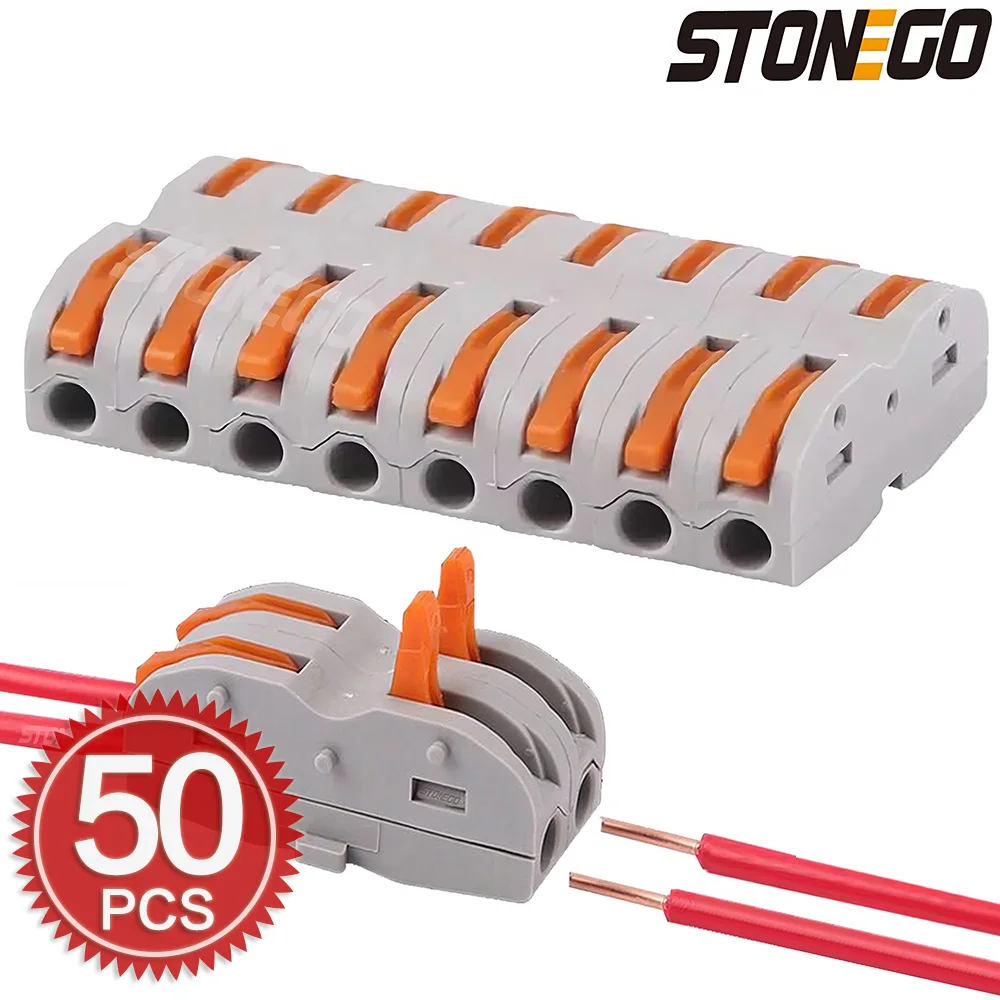 STONEGO Quick Wire Connectors for Stranded/Solid Core Wire - Reusable Compact One-to-One Terminal Block Splicing Connectors