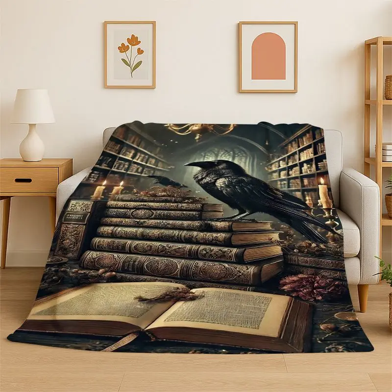 Magic Book Library Bookshelf Flannel Blanket Soft Throw Blanket for Bedroom Living Room Bed Travel Camping Picnic Nap Cover Gift