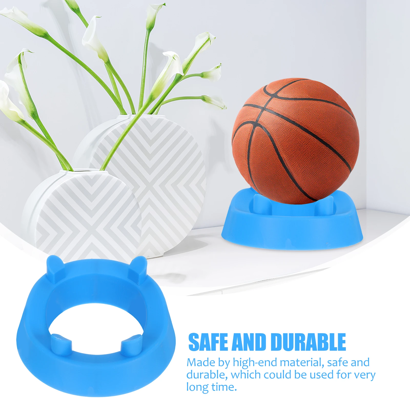 

2Pcs Four Corner Ball Holder Sports Rack Base Display Stand Basketball Football Volleyball Blue Plastic Stable