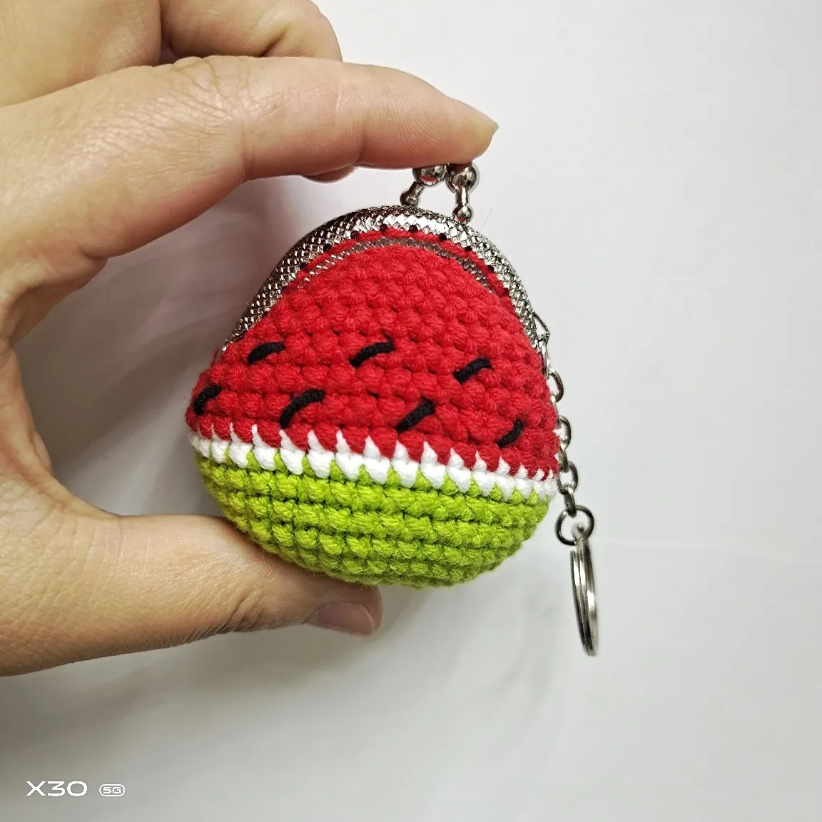Finished Hand Crocheted Wool Watermelon Key Gold Bag DIY Creative Children's Coin Purse