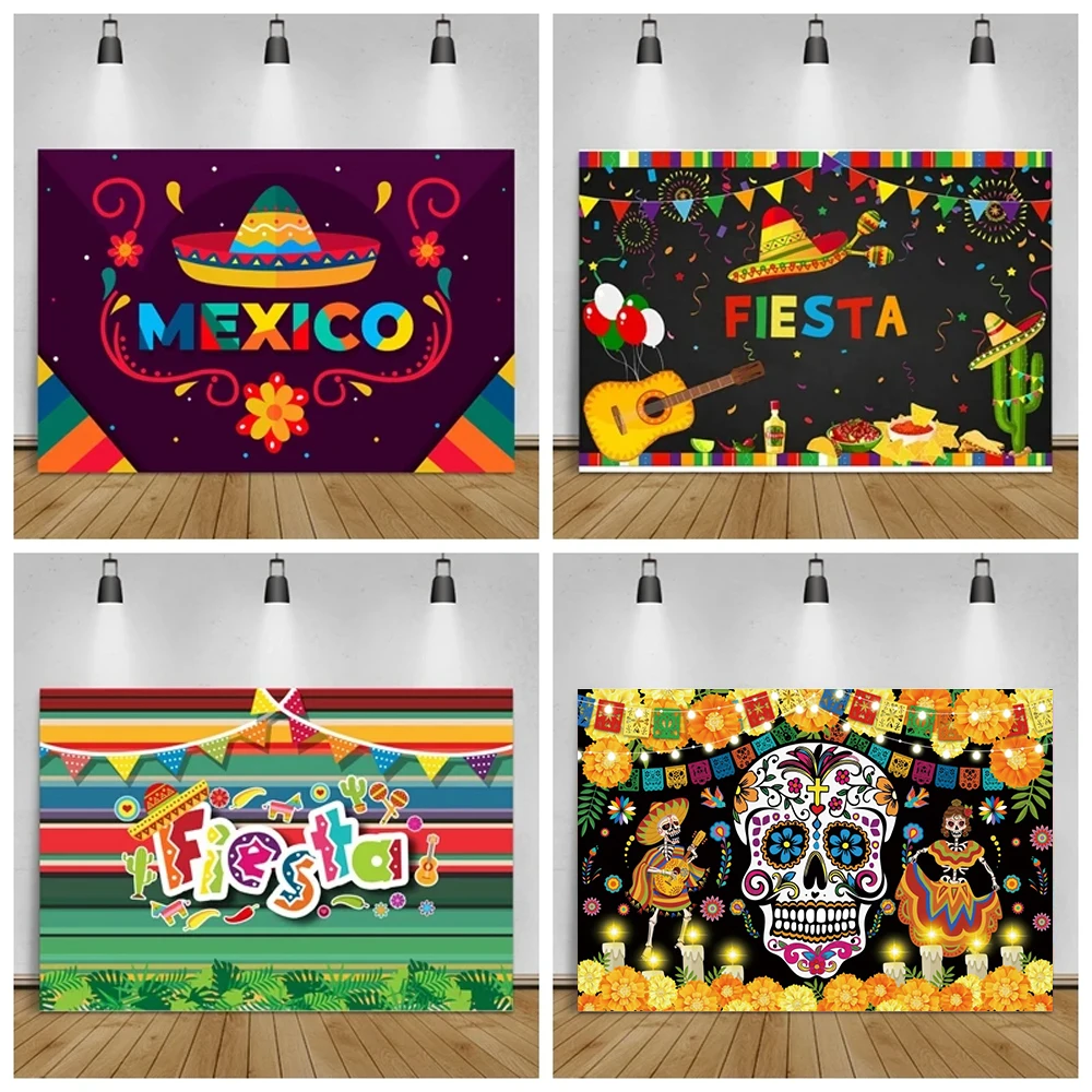 

Mexican Carnival Day of The Dead Background For Hat Floral Party Photographic Flowers Photo Backdrop Death Pattern Photostudio