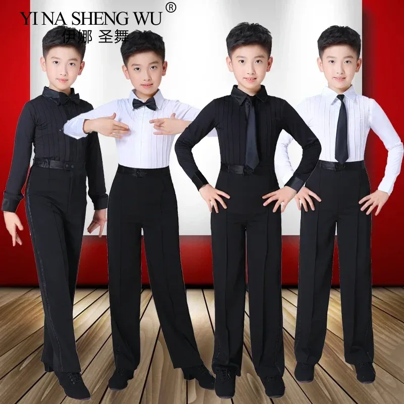 Costume de danse professionnelle pour enfants, chemise + pantalon de salsa pour garçons, costume de concours de tango de danse latine pour garçons